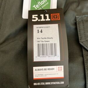 5.11 Women’s Taclite Shorts 190 TDU Green 14 NWT